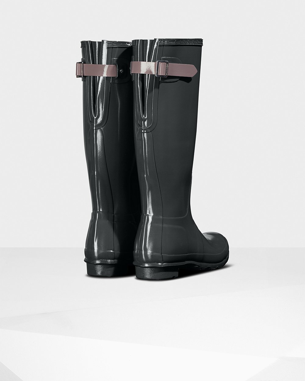 Galochas Altas Hunter Feminina Verdes Escuro/Roxo - Original Back Adjustable Gloss - 40JUGHOAT